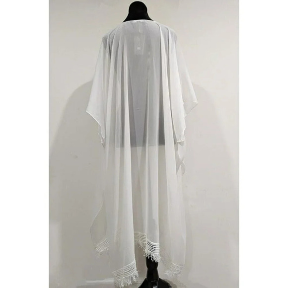 INC International Concepts Women's Easy Solid Fringe Topper White (MSRP $39) - Picture 3 of 5